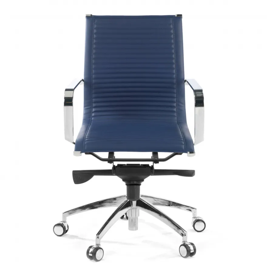Poltrona ufficio design Brenton, telaio in acciaio, schienale basso