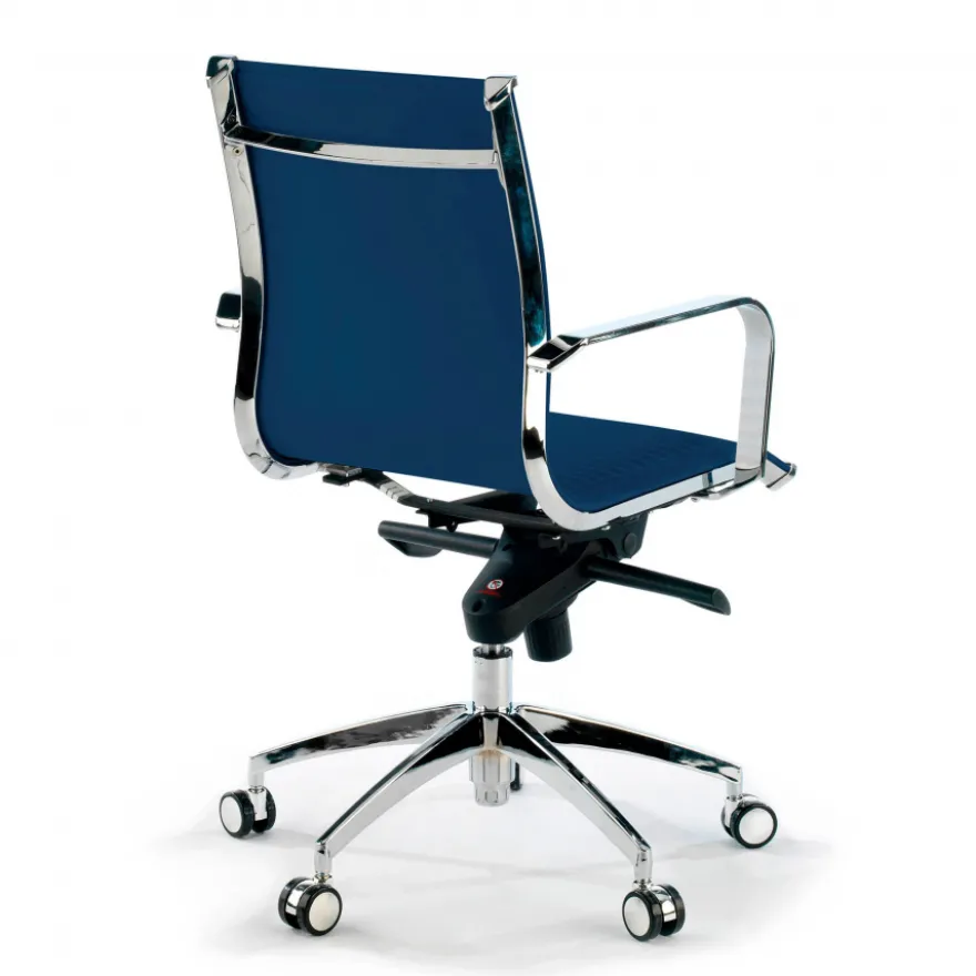 Poltrona ufficio design Brenton, telaio in acciaio, schienale basso
