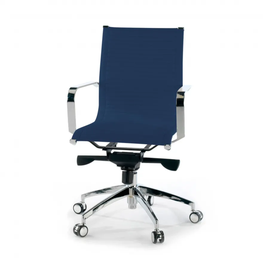 Poltrona ufficio design Brenton, telaio in acciaio, schienale basso