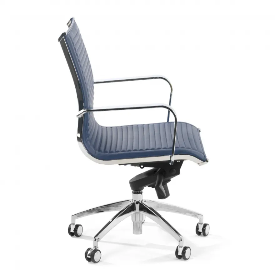 Poltrona ufficio design Brenton, telaio in acciaio, schienale basso