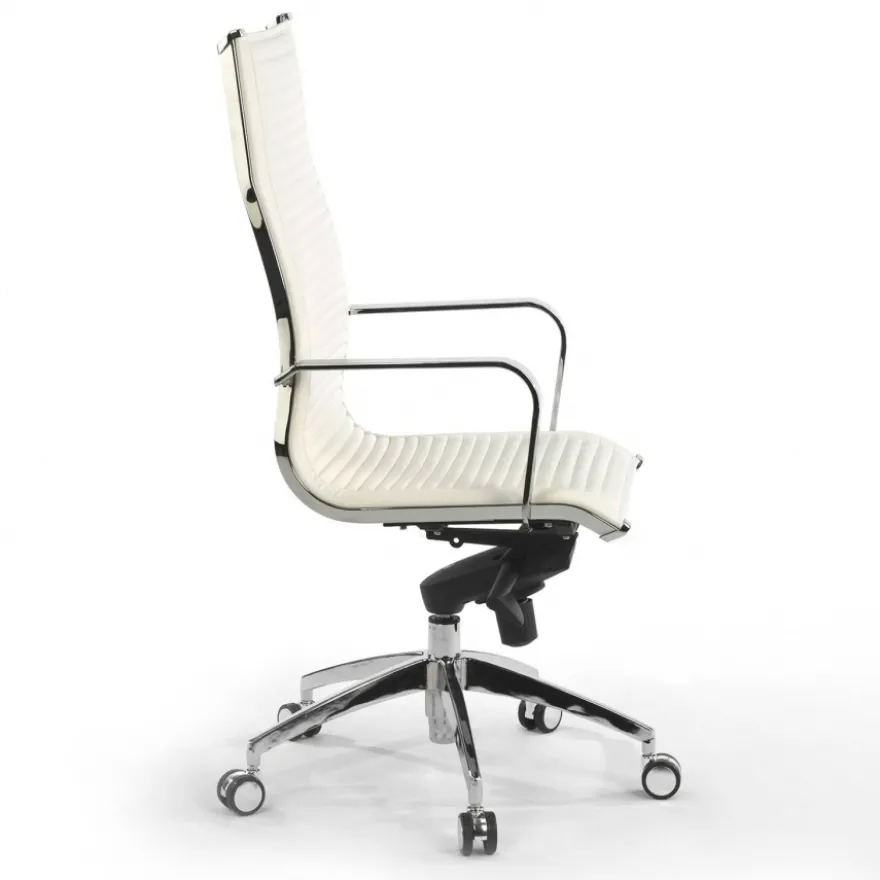 Poltrona ufficio design Brenton, telaio in acciaio, schienale alto