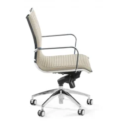 Poltrona ufficio design Brenton, telaio in acciaio, schienale basso