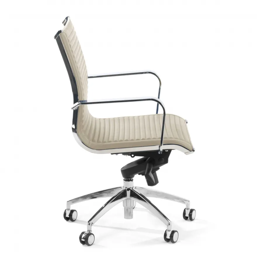 Poltrona ufficio design Brenton, telaio in acciaio, schienale basso