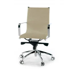 Poltrona ufficio design Brenton, telaio in acciaio, schienale basso