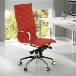 Poltrona ufficio design Brenton, telaio in acciaio, schienale alto