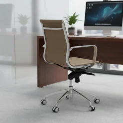 Poltrona ufficio design Brenton, telaio in acciaio, schienale basso
