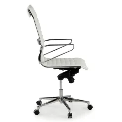 Poltrona Ufficio design Cagliari, schienale alto, pelle naturale