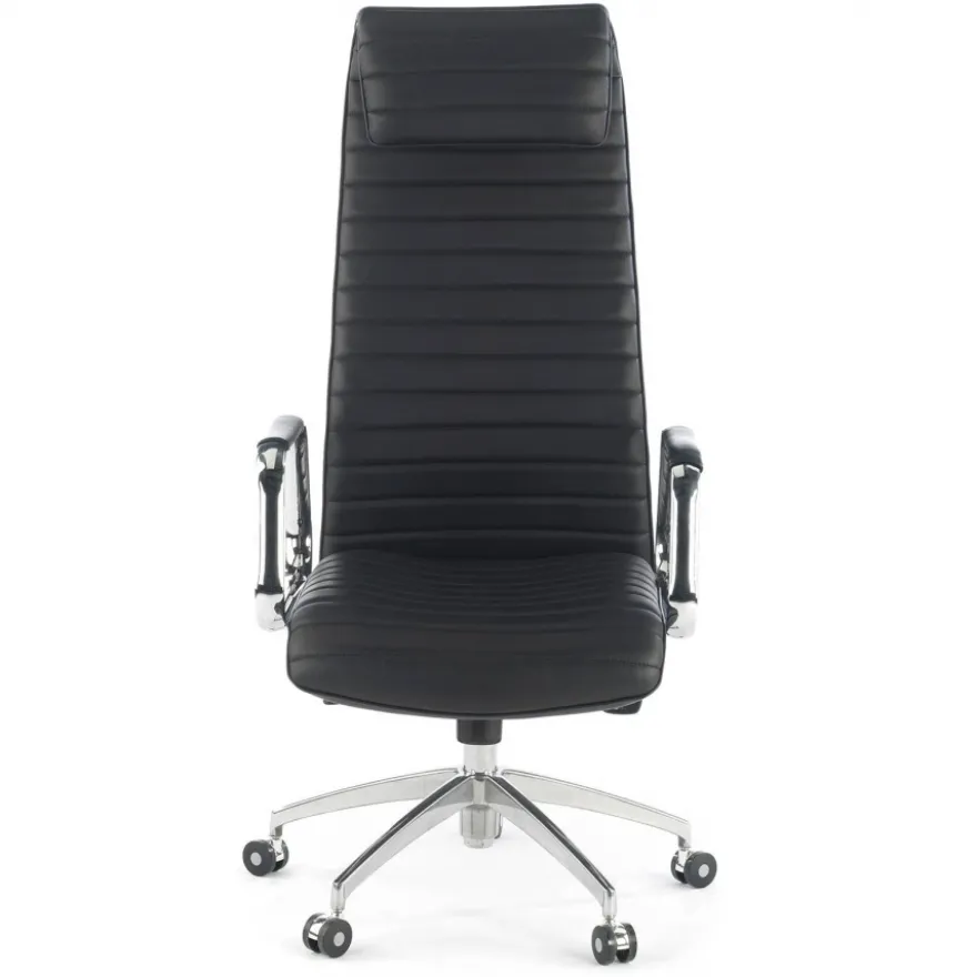 Poltrona ufficio design Tower, poggiatesta, pelle