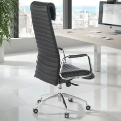 Poltrona ufficio design Tower, poggiatesta, pelle