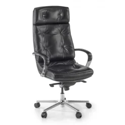 Poltrona ufficio Windsor, pelle naturale, rivestimento trapuntato