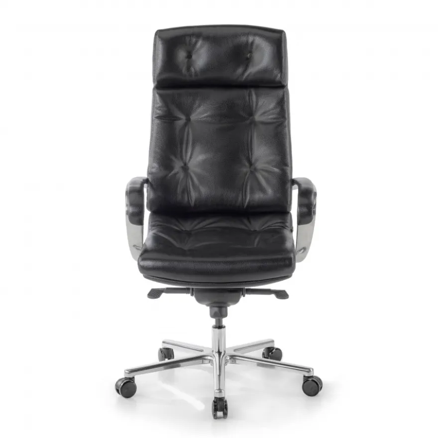 Poltrona ufficio Windsor, pelle naturale, rivestimento trapuntato