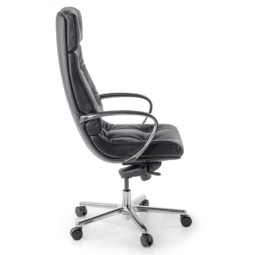 Poltrona ufficio Windsor, pelle naturale, rivestimento trapuntato
