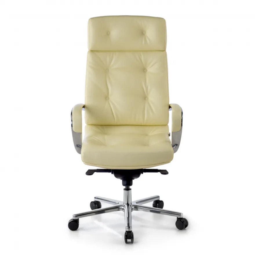 Poltrona ufficio Windsor, pelle naturale, rivestimento trapuntato