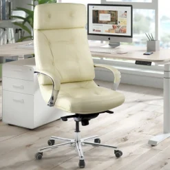 Poltrona ufficio Windsor, pelle naturale, rivestimento trapuntato