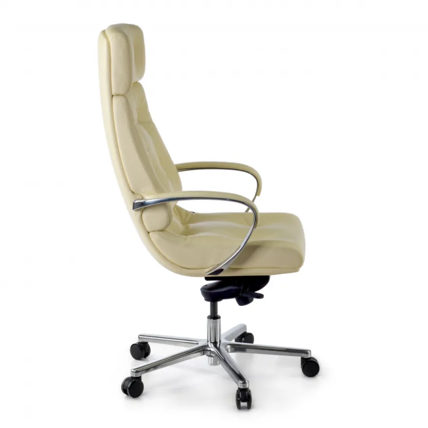 Poltrona ufficio Windsor, pelle naturale, rivestimento trapuntato