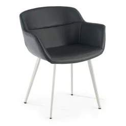 Poltroncina ufficio Ores, Gambe nere, Confortevole, Pelle