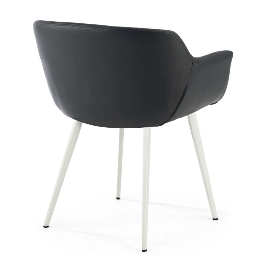 Poltroncina ufficio Ores, Gambe nere, Confortevole, Pelle