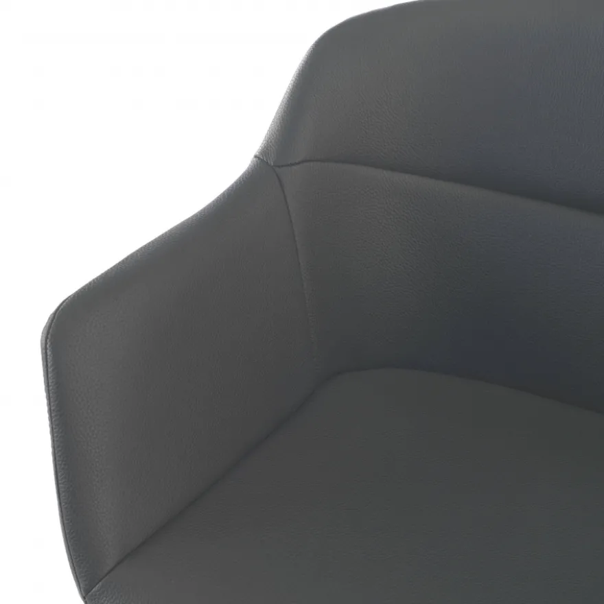 Poltroncina ufficio Ores, Gambe nere, Confortevole, Pelle