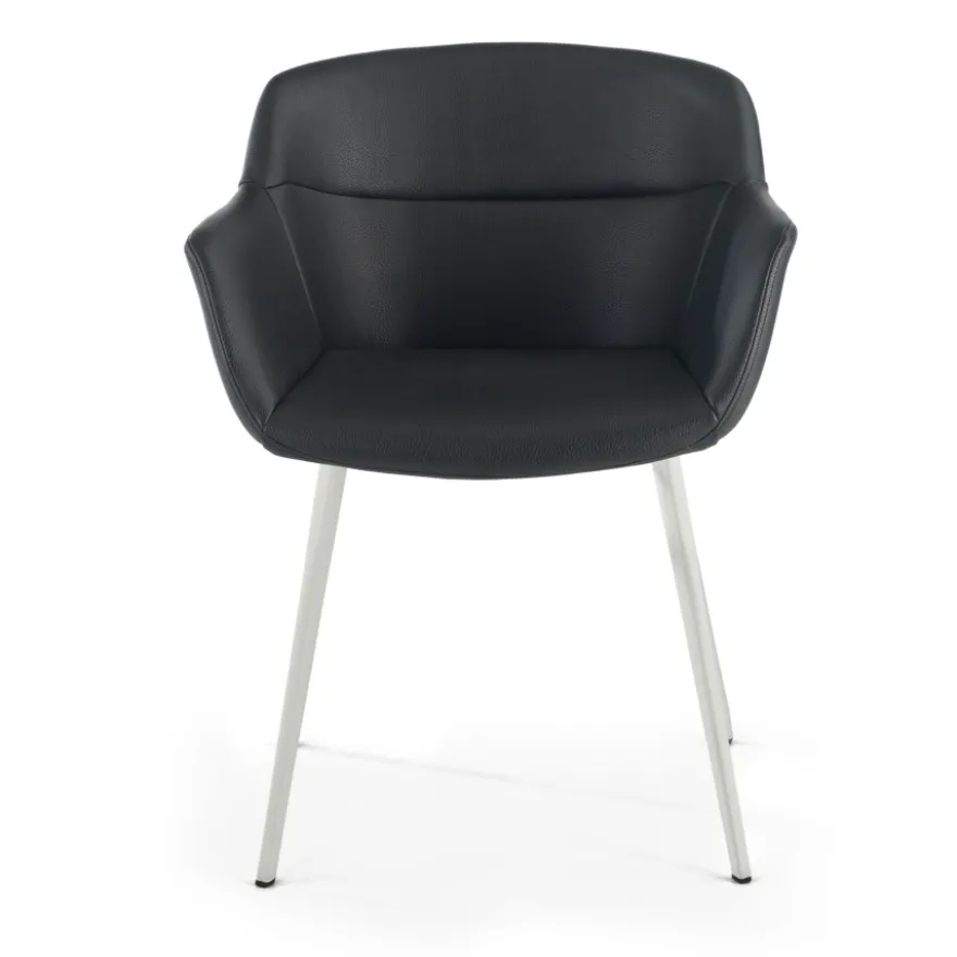 Poltroncina ufficio Ores, Gambe nere, Confortevole, Pelle