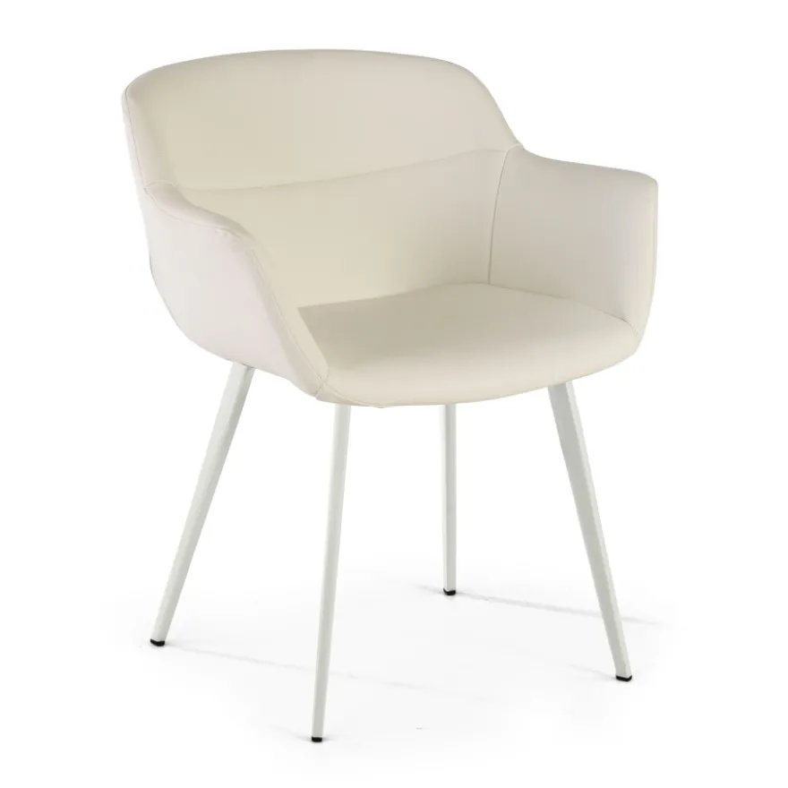 Poltroncina ufficio Ores, Gambe nere, Confortevole, Pelle
