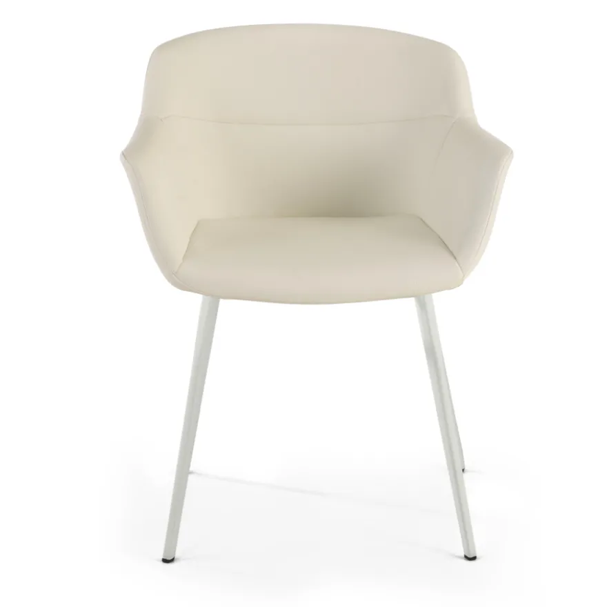 Poltroncina ufficio Ores, Gambe nere, Confortevole, Pelle