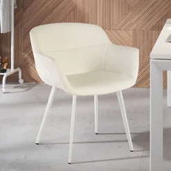Poltroncina ufficio Ores, Gambe nere, Confortevole, Pelle