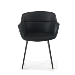 Poltroncina ufficio Ores, Gambe nere, Confortevole, Pelle