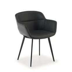 Poltroncina ufficio Ores, Gambe nere, Confortevole, Pelle