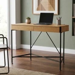 Scrivania Computer Calypso in legno, con gambe in acciaio