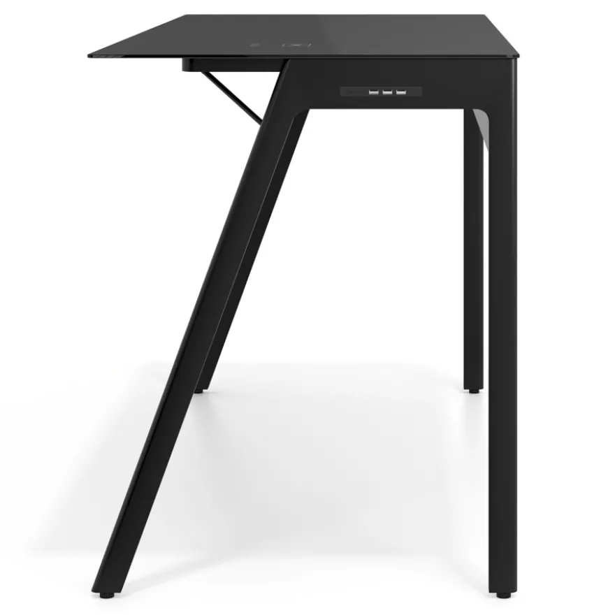Scrivania con caricatore wireless Stellar, vetro temperato