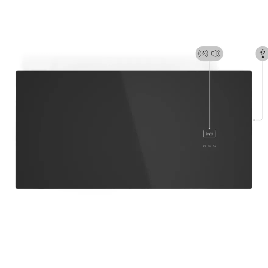 Scrivania con caricatore wireless Stellar, vetro temperato
