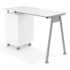 Scrivania con cassetti Strong, superficie in vetro