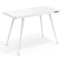 Scrivania di design Clarity, con caricatore wireless e gambe in acciaio