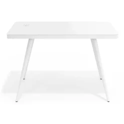 Scrivania di design Clarity, con caricatore wireless e gambe in acciaio