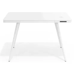 Scrivania di design Clarity, con caricatore wireless e gambe in acciaio