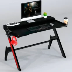 Scrivania Gaming GT, fibra di carbonio, gambe a croce