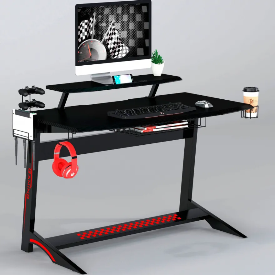 Scrivania Gaming XPlayer, due livelli, fibra di carbonio