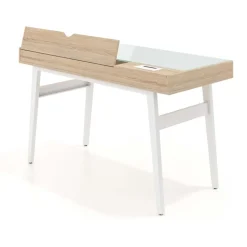 Scrivania Nimbus in vetro con cassetti, design moderno
