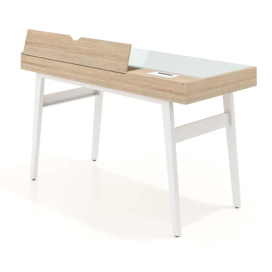 Scrivania Nimbus in vetro con cassetti, design moderno