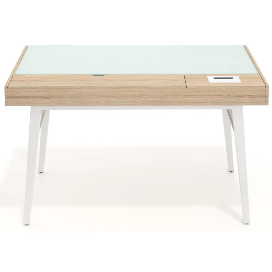 Scrivania Nimbus in vetro con cassetti, design moderno