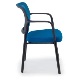 Sedia Conferenza Hermes con braccioli, base a 4 gambe, seduta ampia, schienale in rete