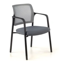 Sedia Conferenza Hermes con braccioli, base a 4 gambe, seduta ampia, schienale in rete