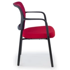 Sedia Conferenza Hermes con braccioli, base a 4 gambe, seduta ampia, schienale in rete