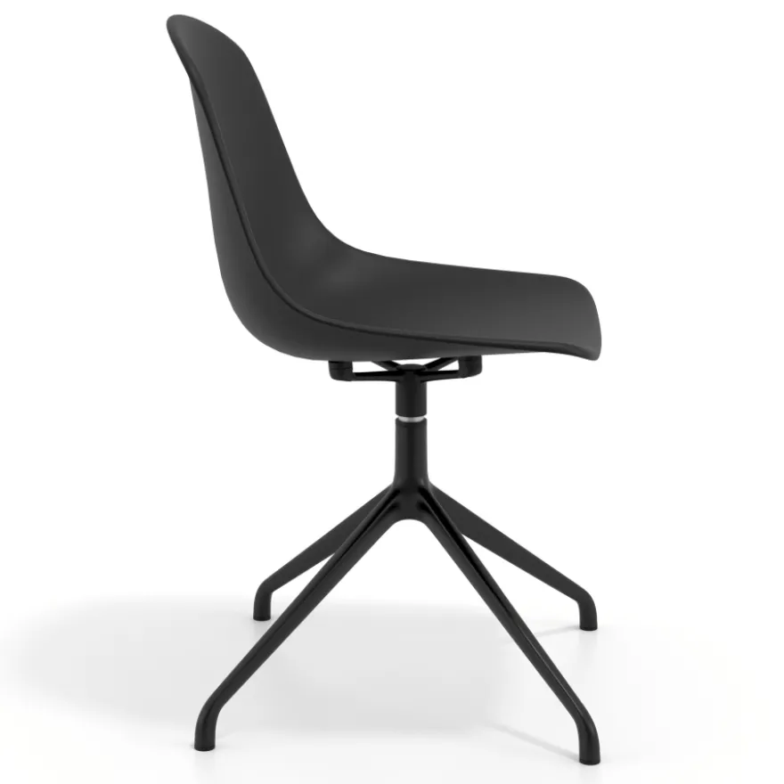 Sedia conferenza Lara, base piramidale in alluminio