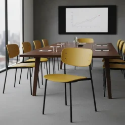 Sedia conferenza moderna stile retrò Numa, in polipropilene e ferro