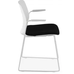 Sedia Conferenza Swing, con braccioli, impilabile, seduta imbottita