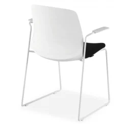 Sedia Conferenza Swing, con braccioli, impilabile, seduta imbottita