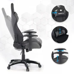 Sedia da Gaming GamePro, supporto lombare, braccioli 1D