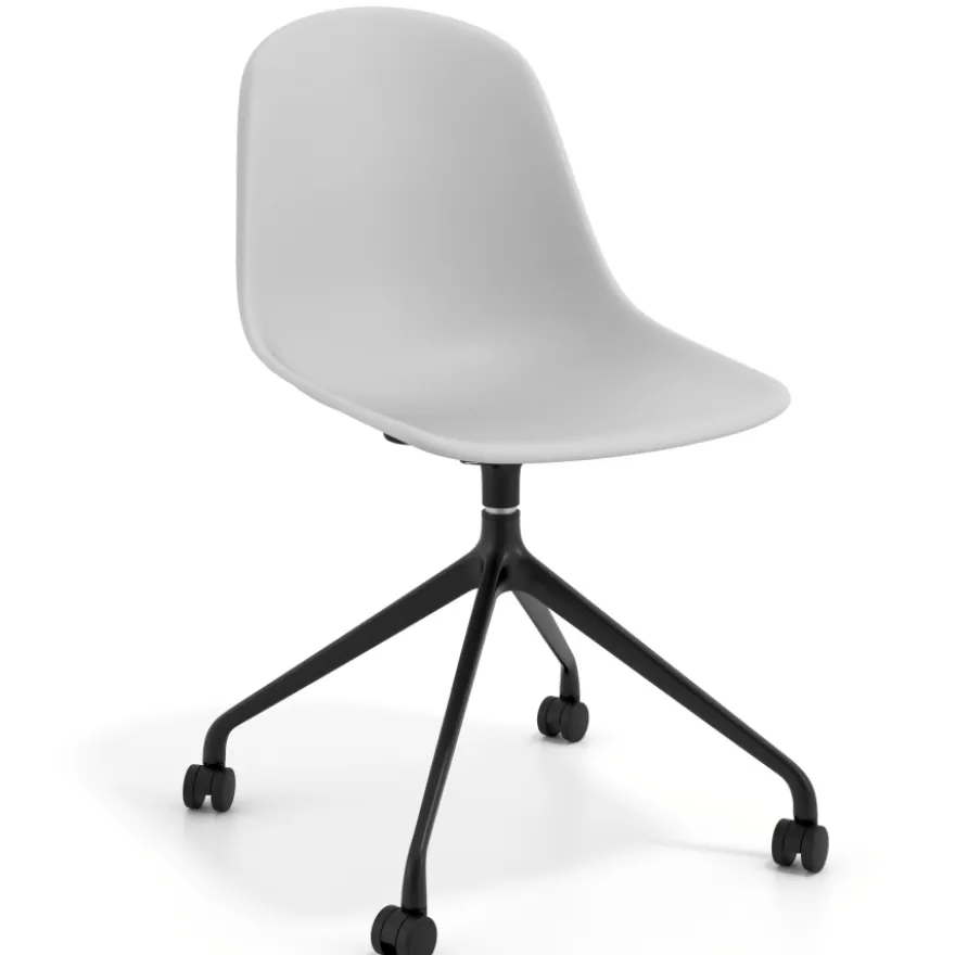 Sedia da riunione Lara con ruote, base in alluminio
