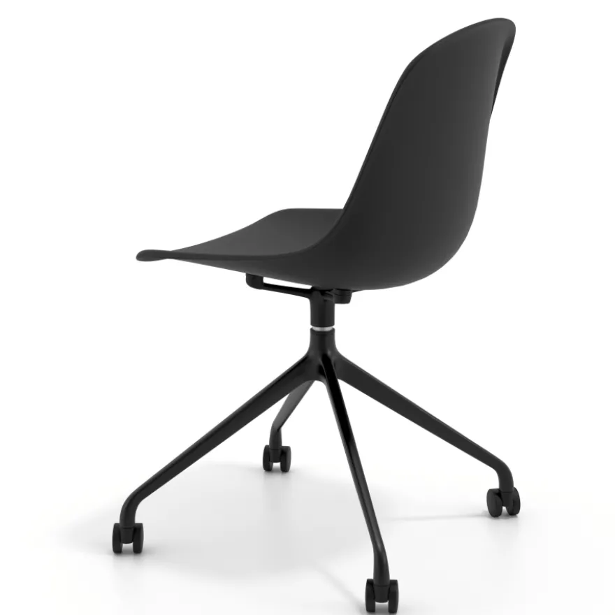 Sedia da riunione Lara con ruote, base in alluminio